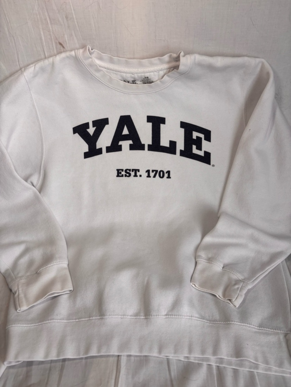 White Crewneck Sweatshirt with Yale Logo official Yale